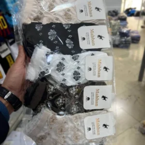 یک جین جوراب مچی گل گلی برجسته توری 10 جفتی در دست